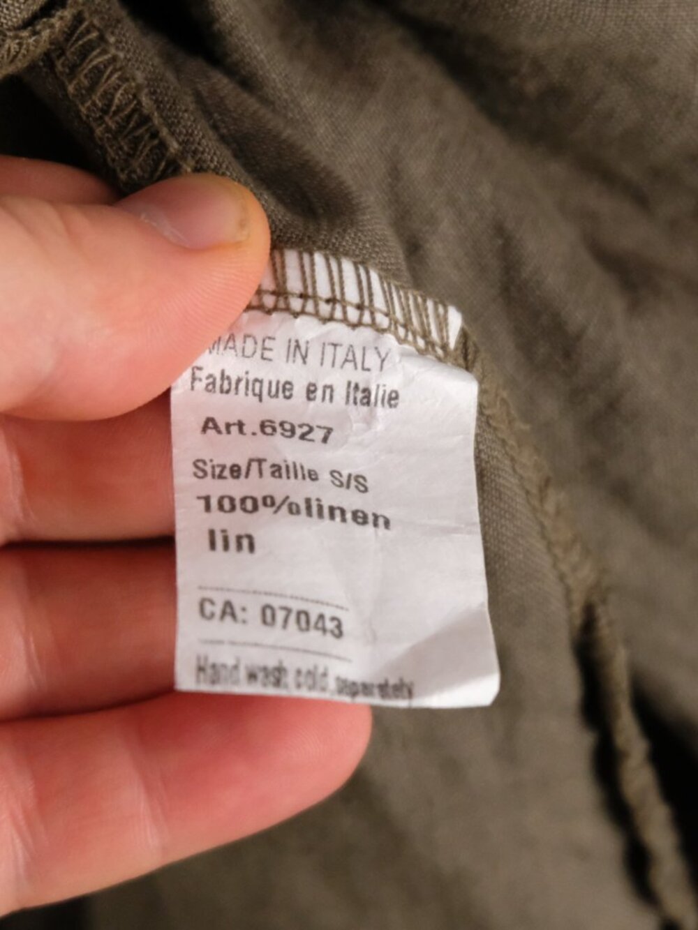 Alessia Pacini Dress Womens Small Olive Green 100% Linen Midi Asymmetrical Italy - Picture 10 of 11